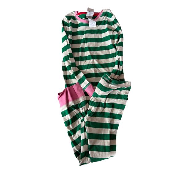 Mini Boden green pink holiday pajamas size 6 - Picture 1 of 3